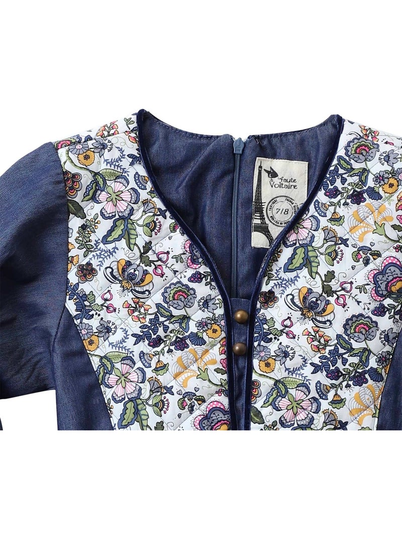 Robe Fleurie   à Manches Longues  MARGOT - La Faute à Voltaire Bleu - Kiabi