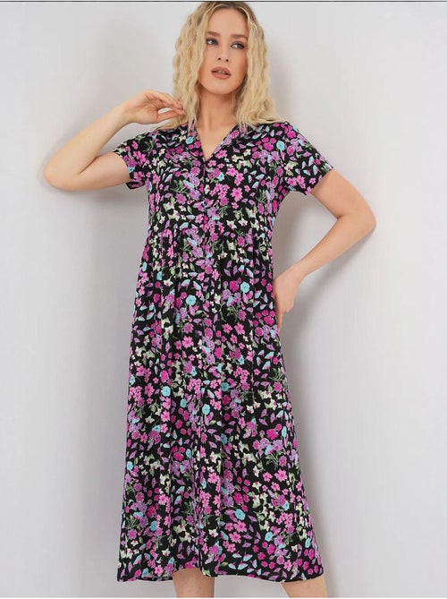 Robe fleurie boutonnée à manches courtes bdart - Kiabi Robe fleurie boutonnée à manches courtes bdart - Kiabi