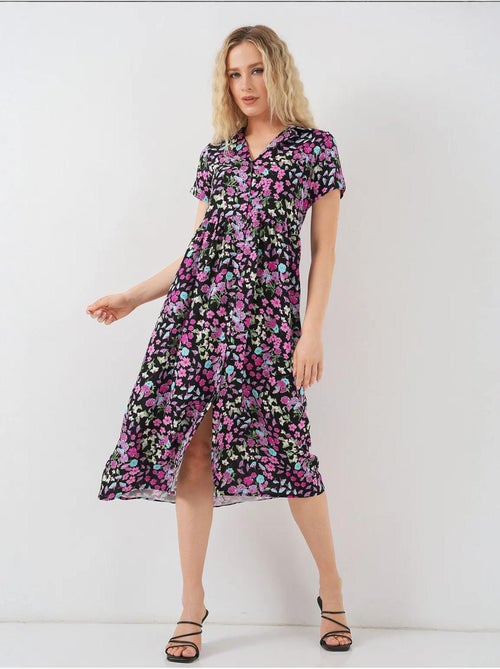 Robe fleurie boutonnée à manches courtes bdart - Kiabi Robe fleurie boutonnée à manches courtes bdart - Kiabi