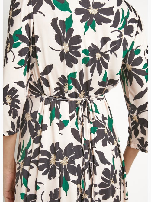 Robe fleurie boutonnée col v et manches 3/4 - afibel - Kiabi Robe fleurie boutonnée col v et manches 3/4 - afibel - Kiabi