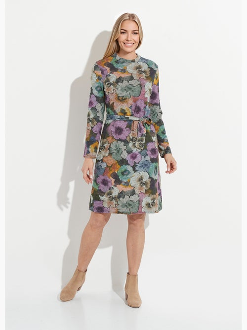 Robe fleurie ceinturée col montant chaude - Afibel - Kiabi