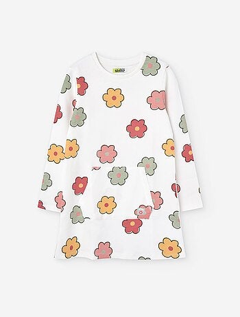 Robe fleurie en coton avec poche kangourou