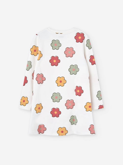 Robe fleurie en coton avec poche kangourou - Kiabi