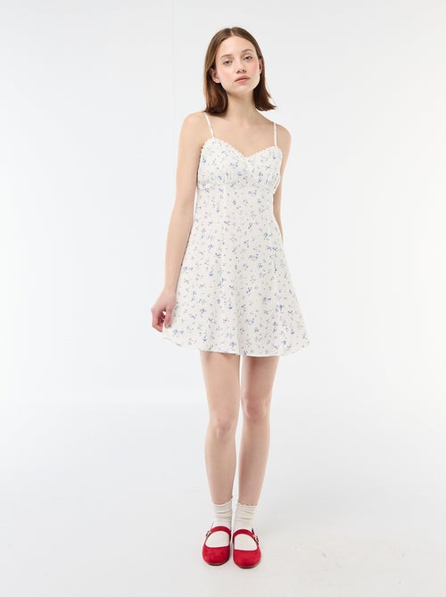 Robe fleurie en lin mélangé - Kiabi