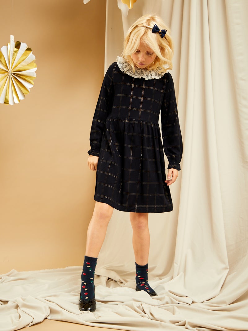 Robe 'fleurie' en twill Bleu marine - Kiabi