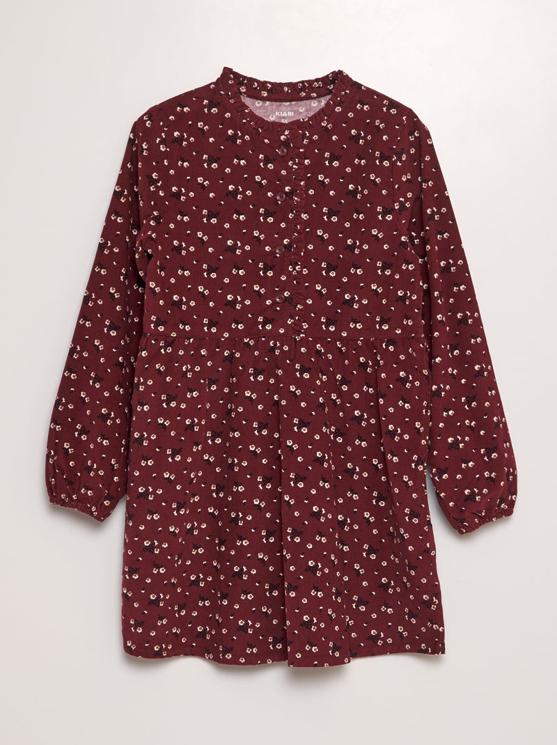 Robe  fleurie en velours Rouge - Kiabi