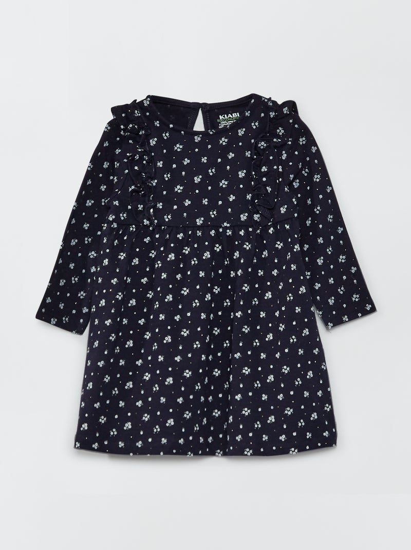 Robe fleurie et volantée Bleu marine - Kiabi