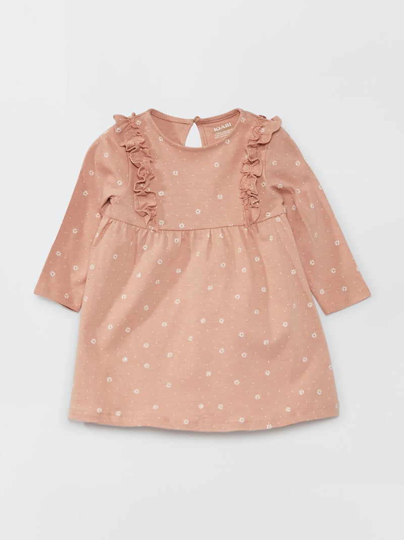 Robe fleurie et volantée Vieux rose - Kiabi