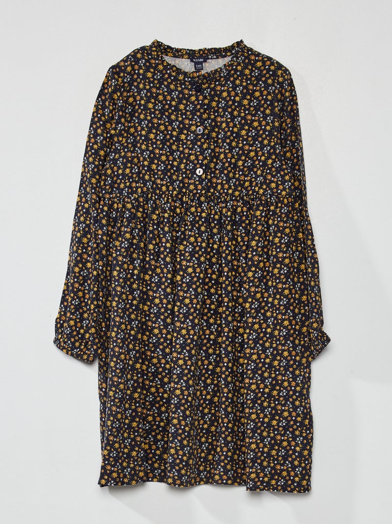 Robe fleurie évasée Bleu marine - Kiabi