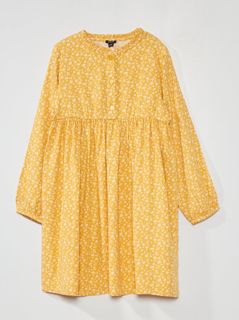 Robe fleurie évasée Jaune - Kiabi