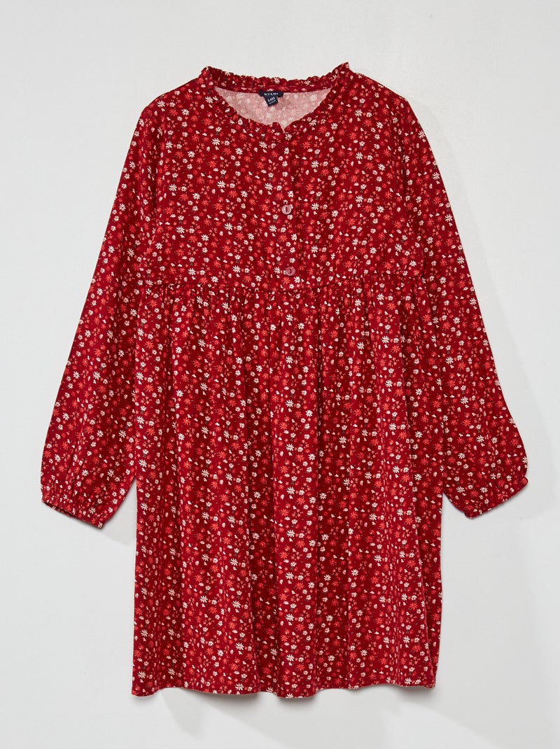 Robe fleurie évasée Rouge - Kiabi