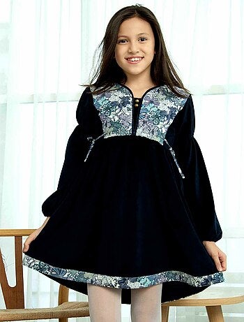 Robe Fleurie Hiver Velours Coton MARGOT - La Faute à Voltaire