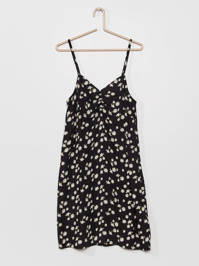 Robe fleurie imprimée Noir - Kiabi
