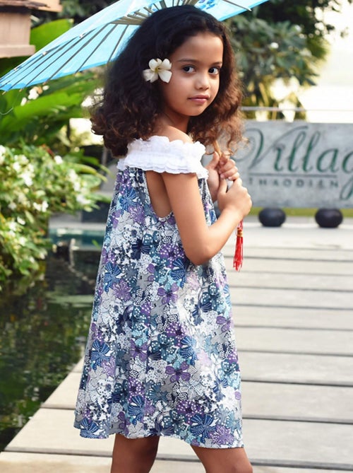 Robe  Fleurie Liberty  avec Col Froufrous   MANON - La Faute à Voltaire - Kiabi
