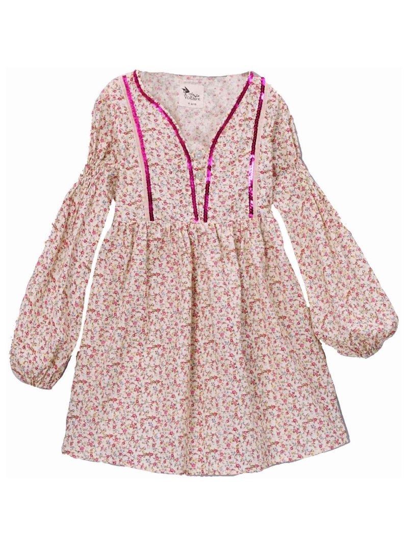 Robe Fleurie Liberty  Intersaison   MARGOT  - La Faute à Voltaire Rose - Kiabi