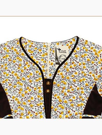 Robe Fleurie Liberty Jaune Marron Fille MARGOT - La Faute à Voltaire