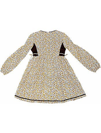 Robe Fleurie Liberty Jaune Marron Fille MARGOT - La Faute à Voltaire