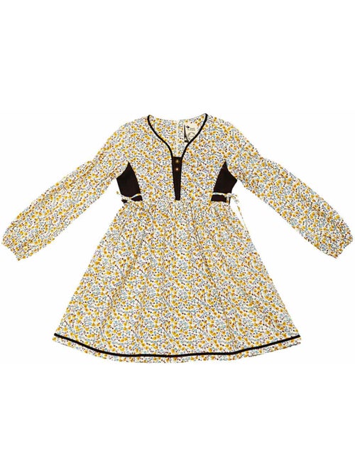 Robe Fleurie Liberty Jaune  Marron Fille  MARGOT - La Faute à Voltaire - Kiabi