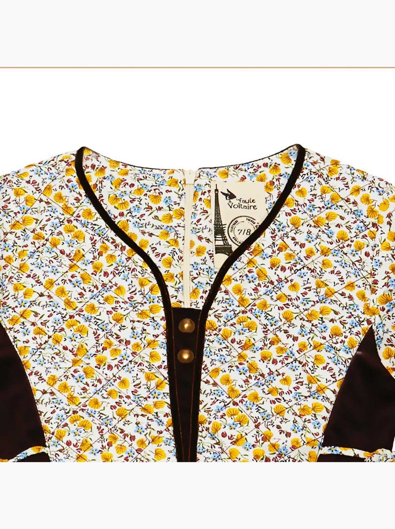 Robe Fleurie Liberty Jaune  Marron Fille  MARGOT - La Faute à Voltaire Jaune - Kiabi