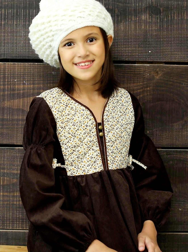 Robe Fleurie Liberty Jaune  Marron Fille  MARGOT - La Faute à Voltaire Marron - Kiabi