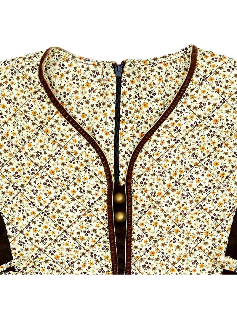 Robe Fleurie Liberty Jaune  Marron Fille  MARGOT - La Faute à Voltaire Marron - Kiabi