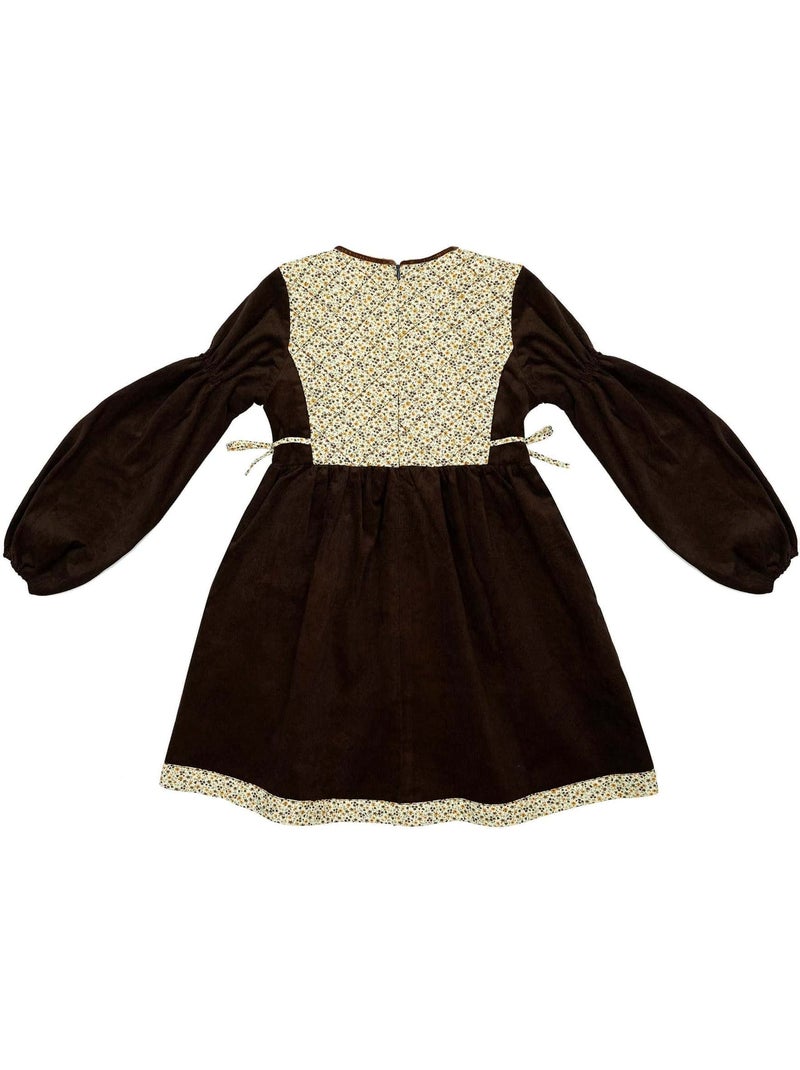 Robe Fleurie Liberty Jaune  Marron Fille  MARGOT - La Faute à Voltaire Marron - Kiabi
