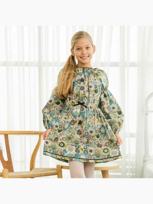 Robe  Fleurie   Manches Ballon et Col Smocks  CHIMENE - La Faute à Voltaire - Kiabi