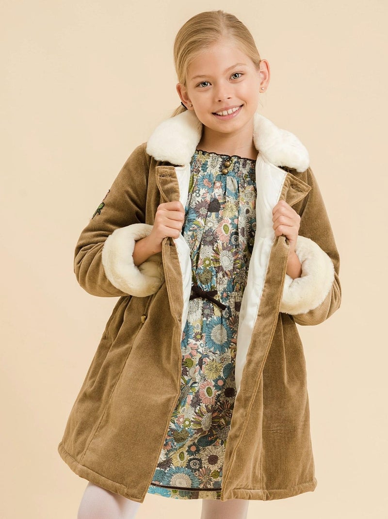 Robe  Fleurie   Manches Ballon et Col Smocks  CHIMENE - La Faute à Voltaire Marron - Kiabi