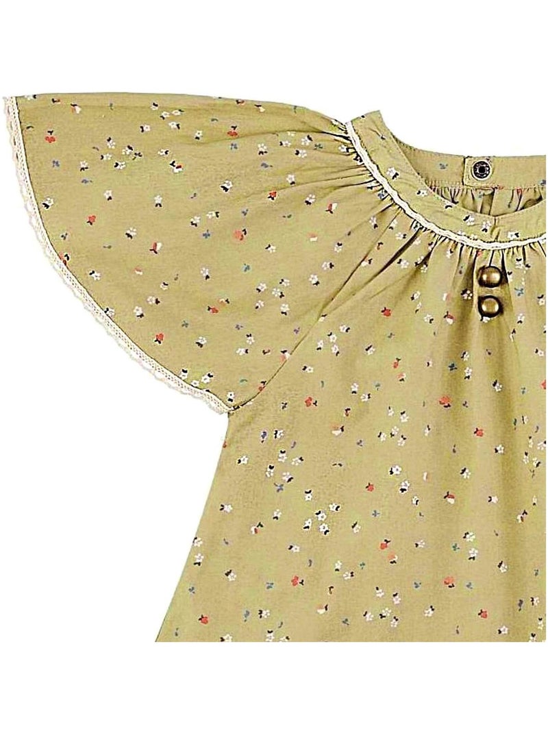 Robe Fleurie   Manches Papillon   BUTTERFLY - La Faute à Voltaire Vert kaki - Kiabi