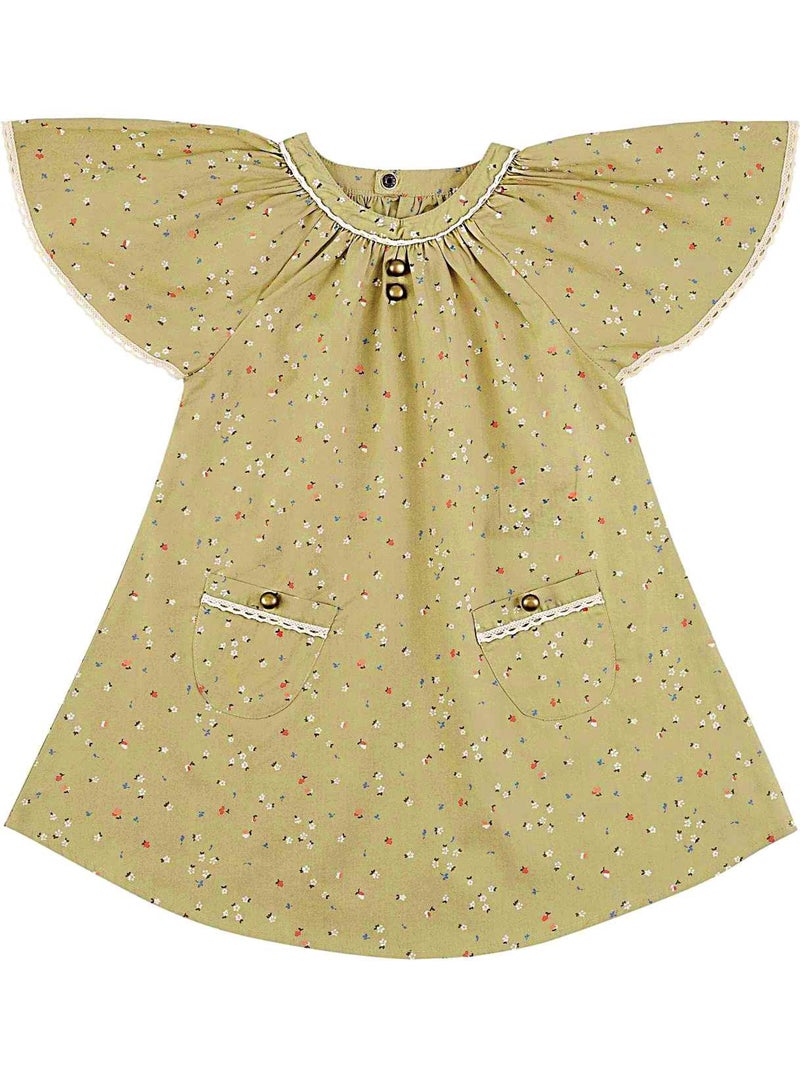Robe Fleurie   Manches Papillon   BUTTERFLY - La Faute à Voltaire Vert kaki - Kiabi