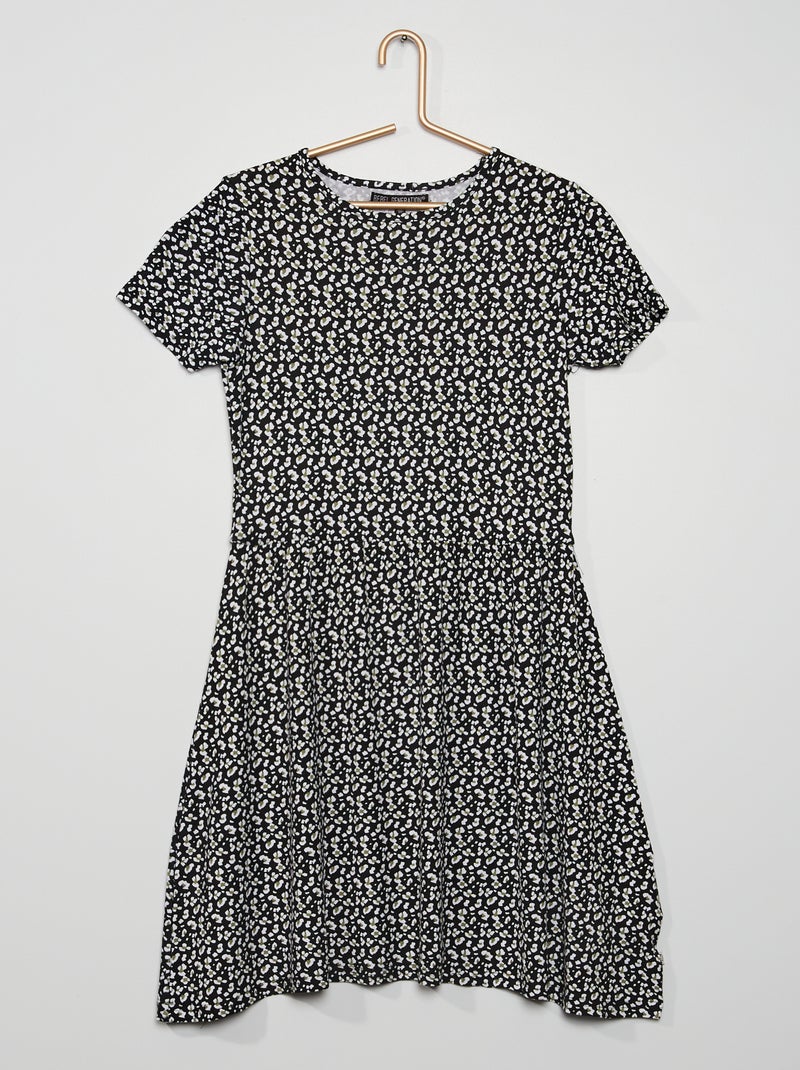 Robe 'fleurie' Noir - Kiabi