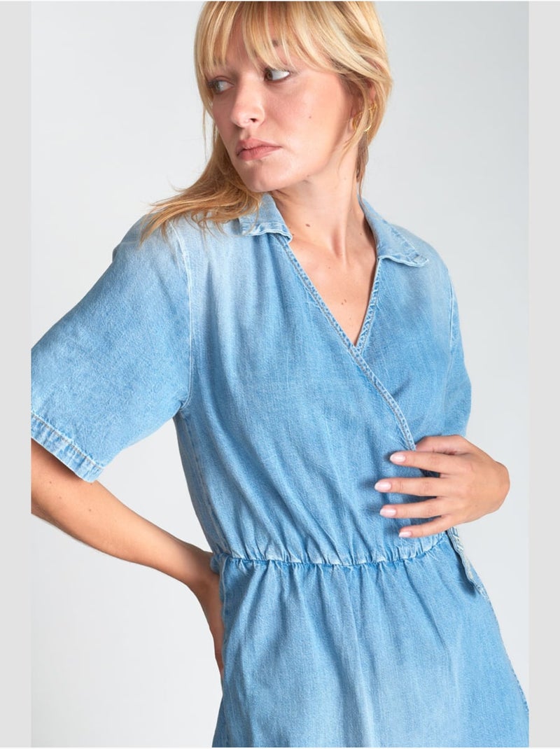 Robe floe portefeuille en jeans 'le temps des cerises' Bleu - Kiabi