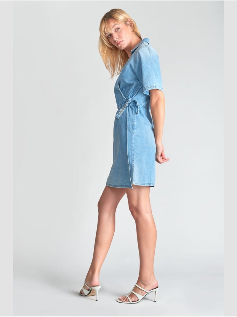 Robe floe portefeuille en jeans 'le temps des cerises' Bleu - Kiabi