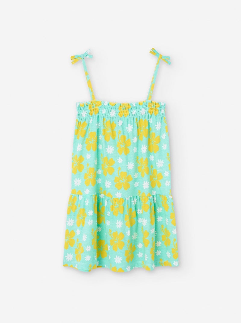 Robe Florale à Bretelles avec Nœuds Vert clair - Kiabi