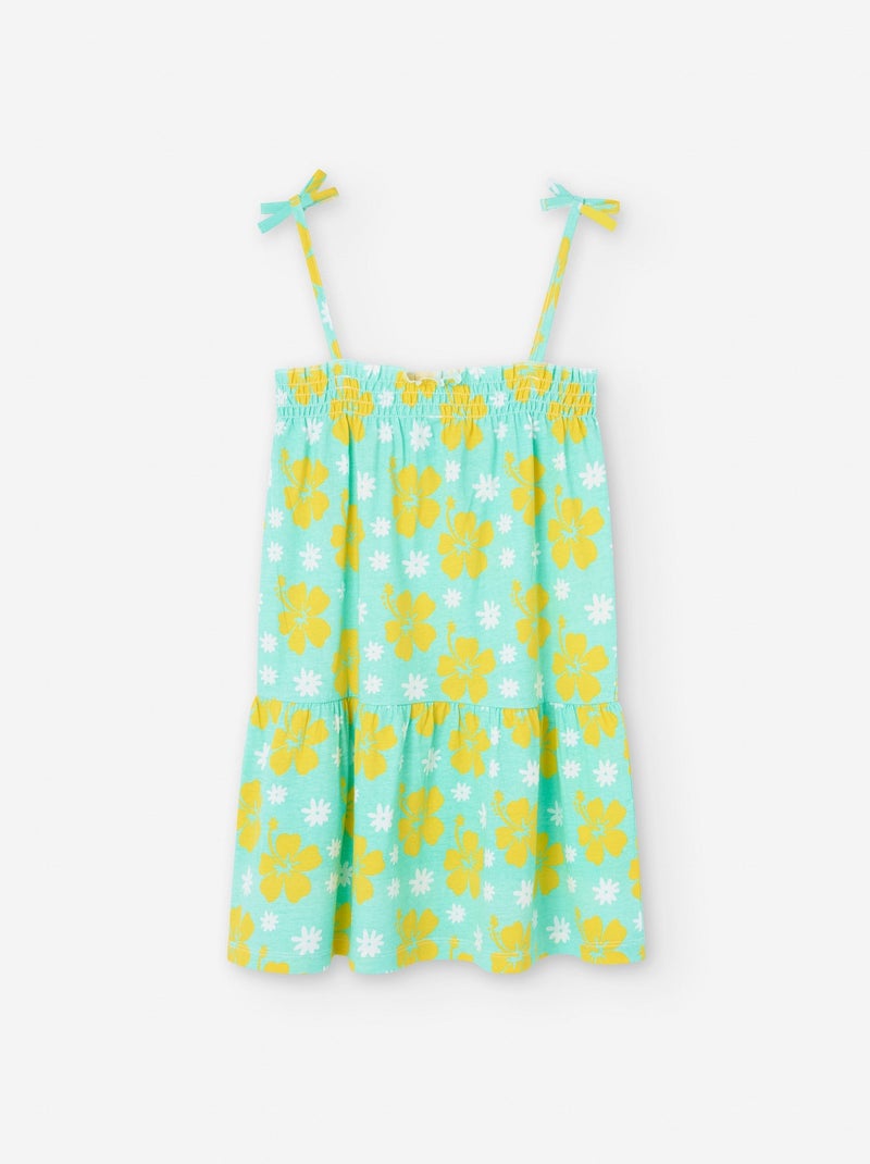 Robe Florale à Bretelles avec Nœuds Vert clair - Kiabi