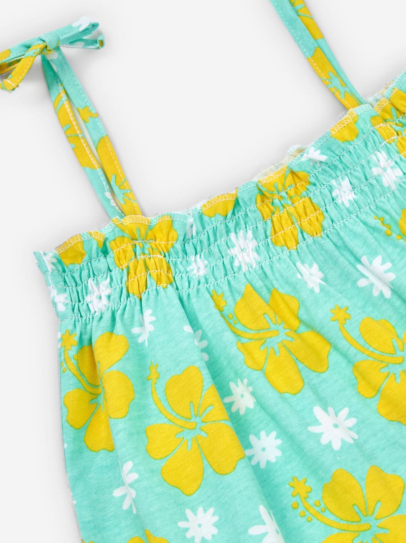Robe Florale à Bretelles avec Nœuds Vert clair - Kiabi