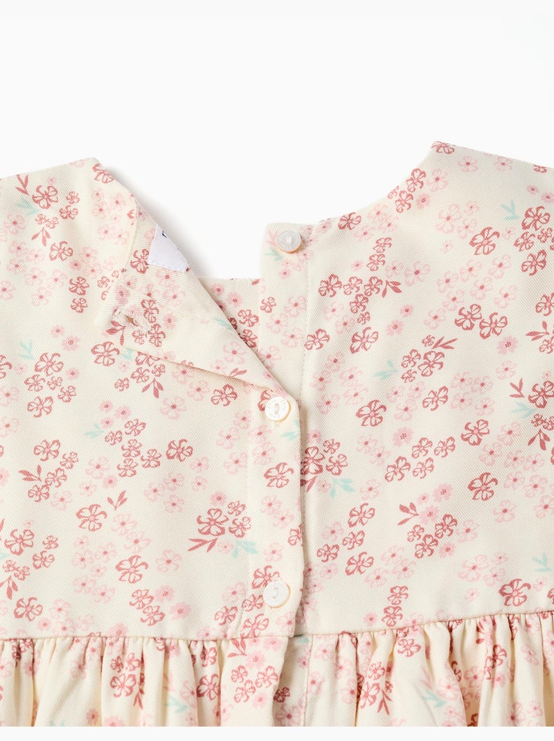 Robe florale à manches longues et doublure Blanc - Kiabi