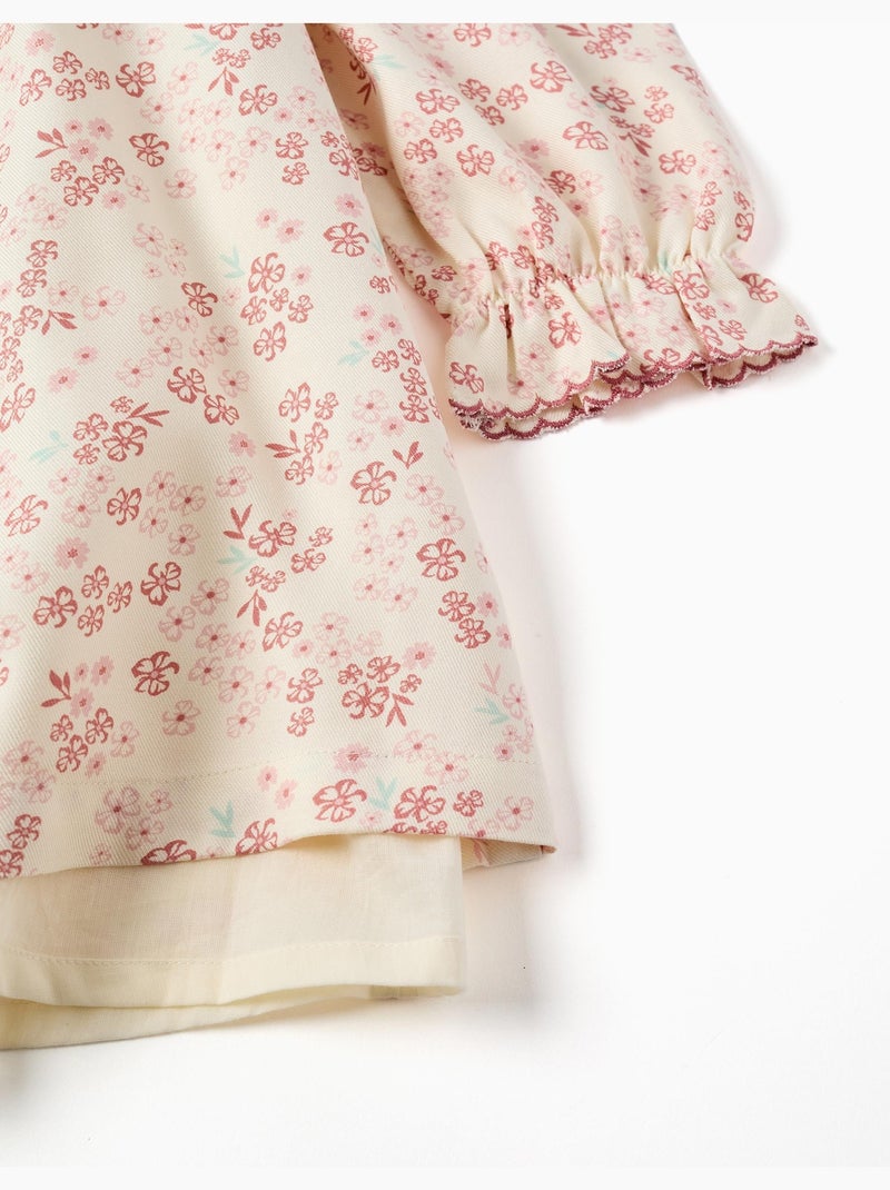 Robe florale à manches longues et doublure Blanc - Kiabi