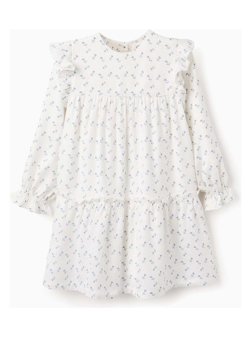 Robe Florale à Volants Blanc - Kiabi