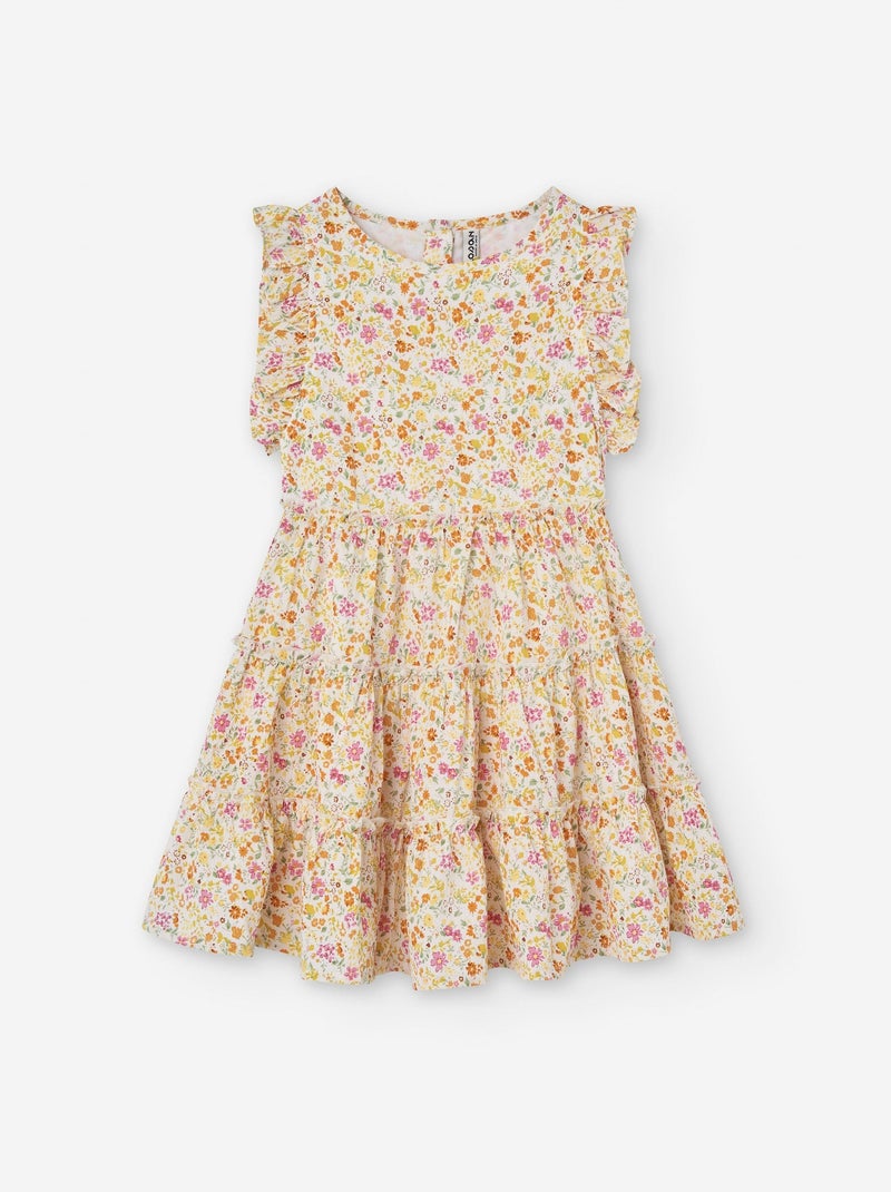 Robe Florale à Volants Blanc - Kiabi