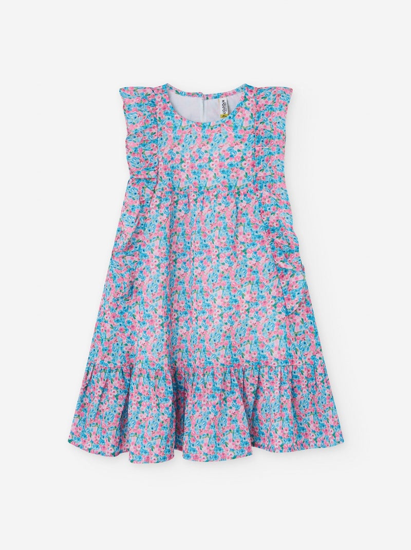 Robe Florale avec Volants Rose clair - Kiabi