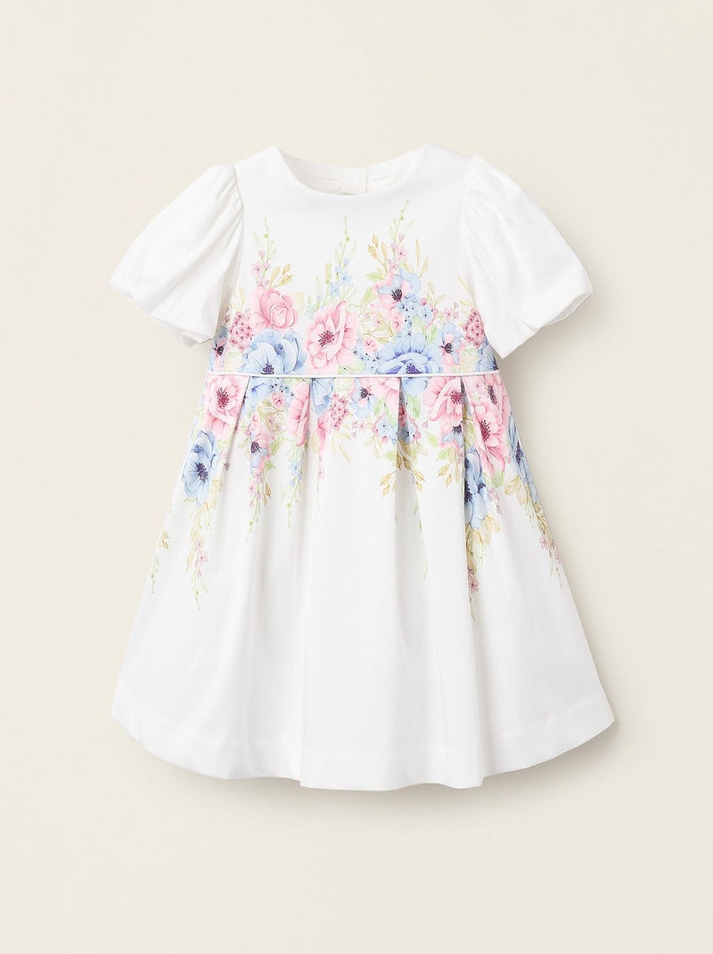 Robe Florale avec Volume Blanc - Kiabi