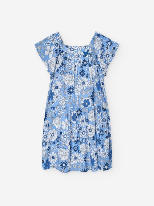 Robe Florale Col Carré - Kiabi