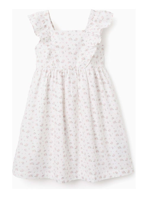 Robe Florale en Coton avec Volants - Kiabi