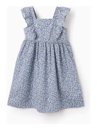 Robe Florale en Coton avec Volants