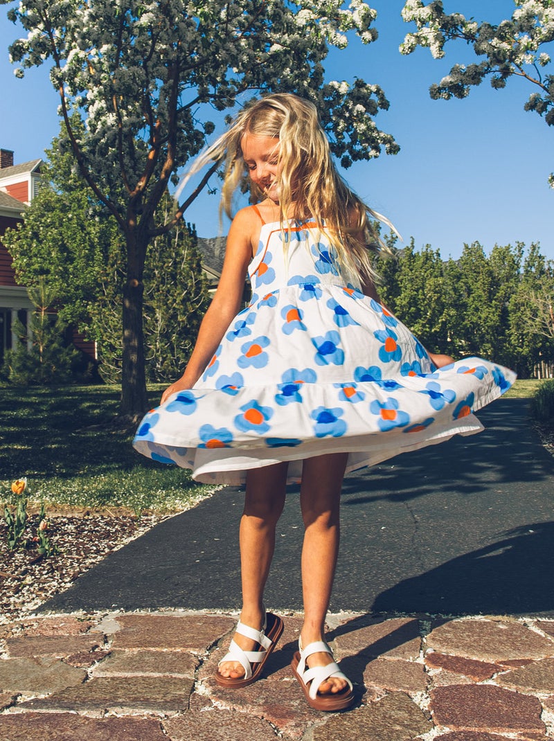 Robe Florale en Coton Blanc - Kiabi
