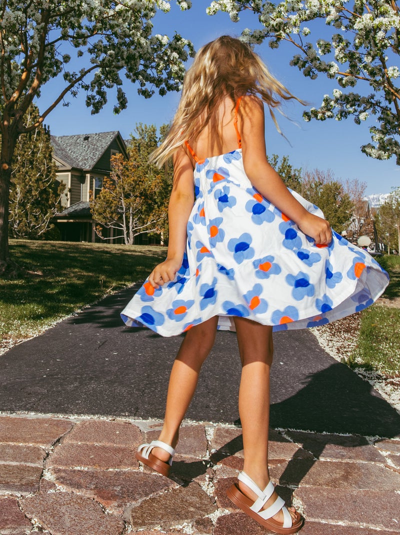 Robe Florale en Coton Blanc - Kiabi