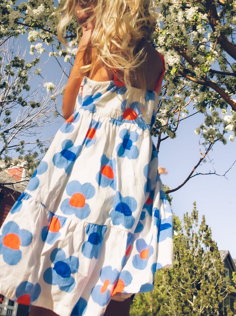 Robe Florale en Coton Blanc - Kiabi