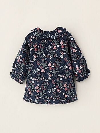 Robe Florale en Velours Côtelé