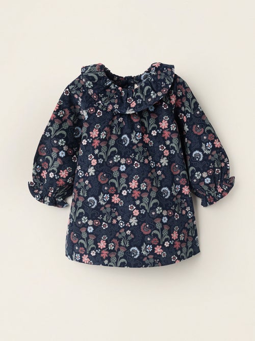 Robe Florale en Velours Côtelé - Kiabi